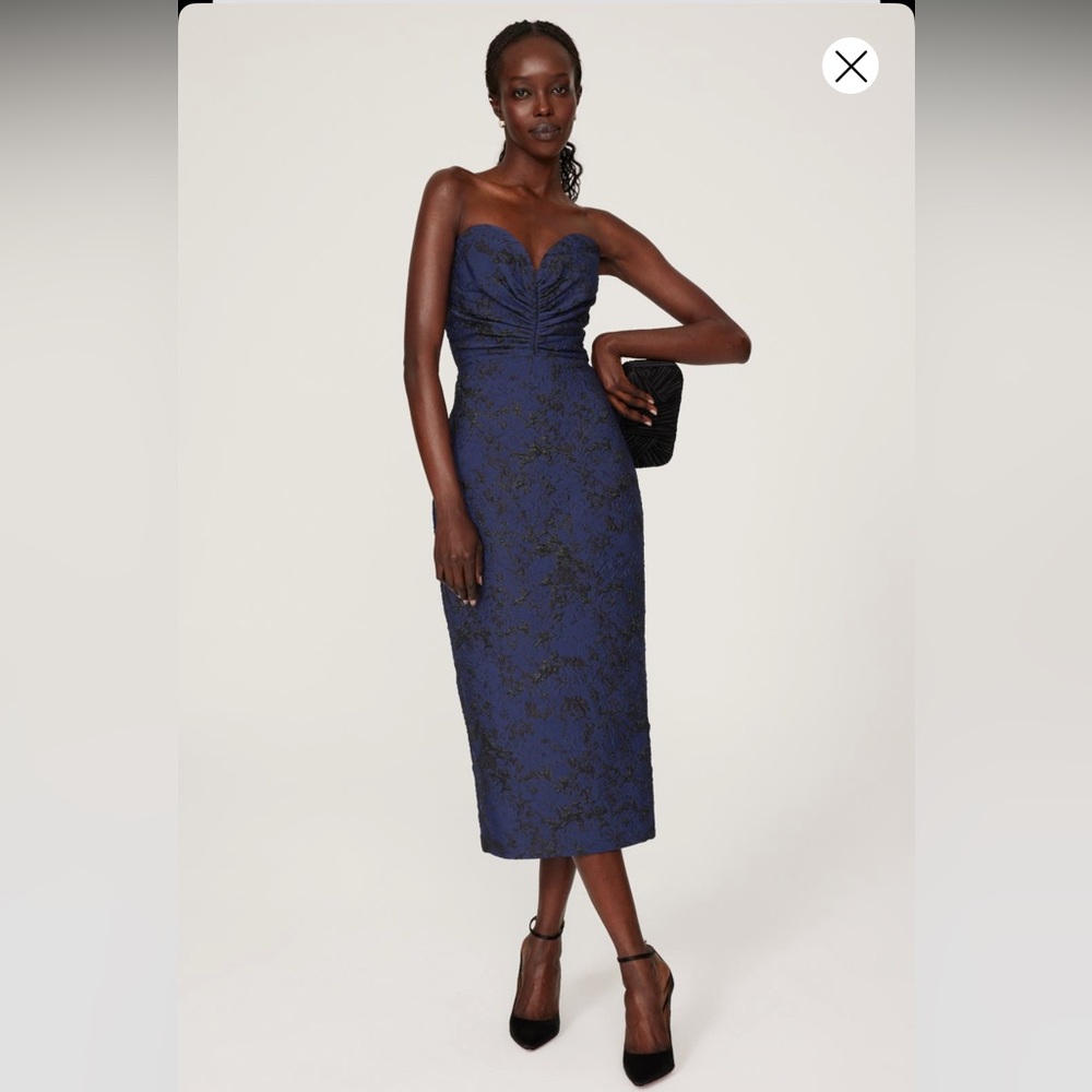 Monique Lhullier strapless midi pencil formal dress